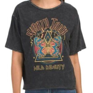 Caution to the Wind World Tour Wild Beauty Butterfly Graphic Tee size L